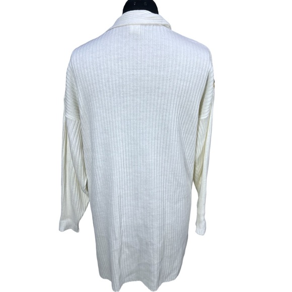 VTG 90's Liebe USA Cream/Ivory Mid Length Cardigan w/ Gold Lace & Gems One Size - Picture 6 of 8